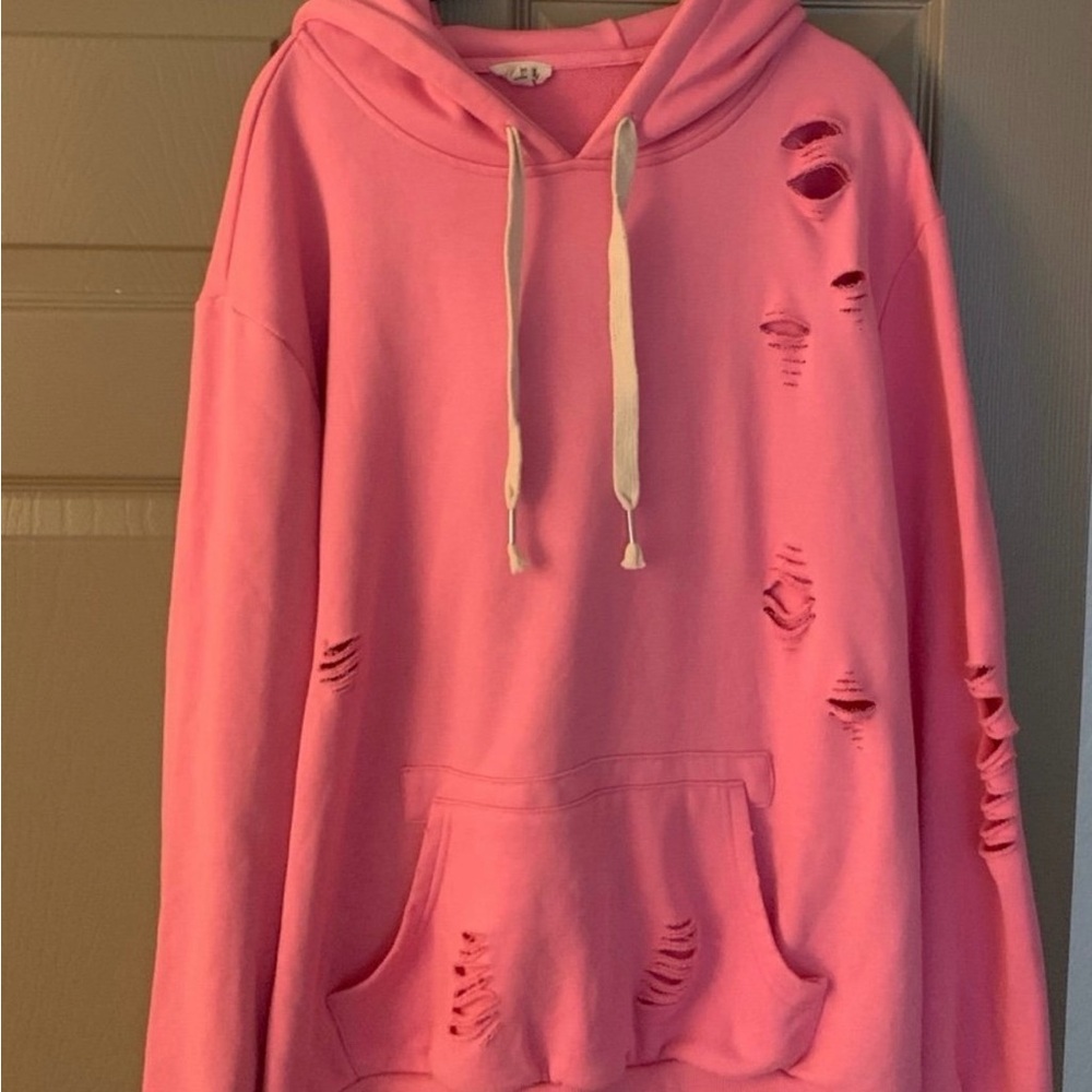 POL Distressed Pink Hoodie NWOT